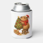 Kerstmuts Capybara Versiert Boom Blikjeskoeler (Blikje Achterkant)