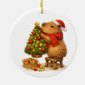 Kerstmuts Capybara Versiert Boom Keramisch Ornament (Achterkant)