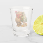 Kerstmuts Capybara Versiert Boom Shot Glas (Achterkant)