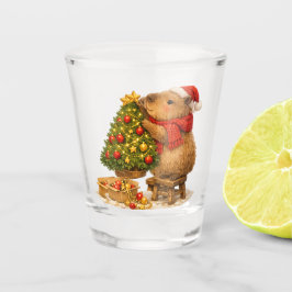 Kerstmuts Capybara Versiert Boom Shot Glas
