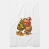 Kerstmuts Capybara Versiert Boom Theedoek (Verticaal)