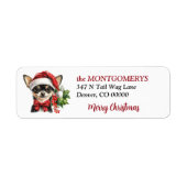 Kerstmuts Chihuahua Kerst Retouradres Etiket (Voorkant)