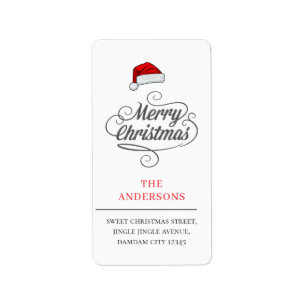 Kerstmuts Elegant Eenvoudig Retouradres Etiket