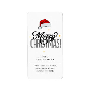Kerstmuts Elegant Eenvoudig Retouradres Etiket