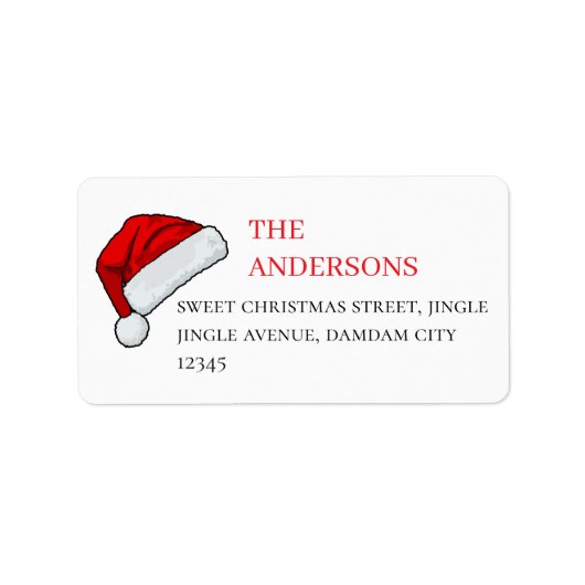 Kerstmuts Elegant Eenvoudig Retouradres Etiket (Voorkant)