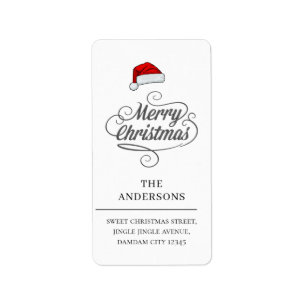 Kerstmuts Elegant Eenvoudig Retouradres Etiket