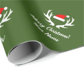 Kerstmuts en  rendieren gewei kerst cadeaupapier (Rol Hoek)