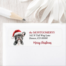 Kerstmuts Franse Bulldog Kerstmis Etiket