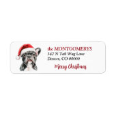 Kerstmuts Franse Bulldog Kerstmis Etiket (Voorkant)