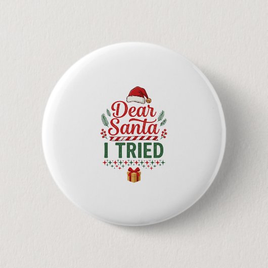 Kerstmuts Geschenkdoos Lieve Kerstman Geprobeerd Ronde Button 5,7 Cm (Voorkant)