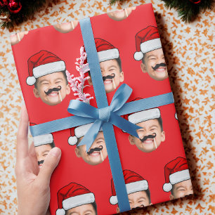 Kerstmuts Gezicht Cadeaupapier, Aangepast Gezicht Cadeaupapier