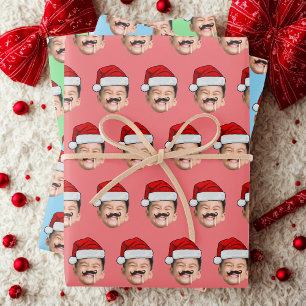 Kerstmuts Gezicht Cadeaupapier, Aangepast Gezicht Inpakpapier Vel