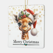 Kerstmuts Grappige Giraffe Prettig Kerstfeest Keramisch Ornament (Links)