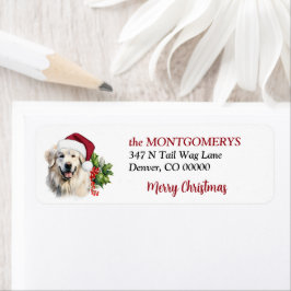 Kerstmuts Great Pyrenees Kerst Retouradres Etiket