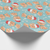 Kerstmuts Hond Kerstmis Cadeaupapier (Hoek)
