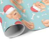 Kerstmuts Hond Kerstmis Cadeaupapier (Rol Hoek)