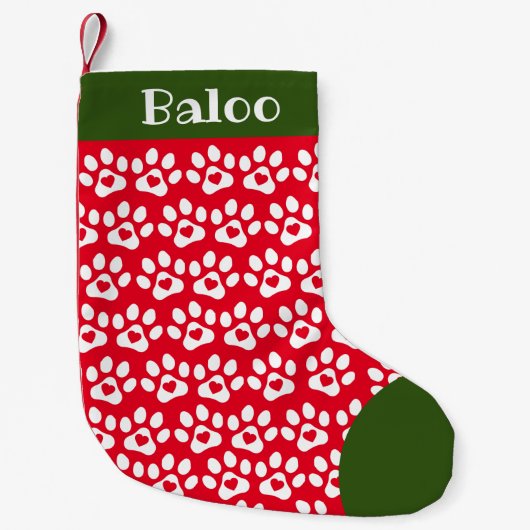 Kerstmuts Hond Pootafdruk Rood Groen Kleine Kerstsok (Voorkant)