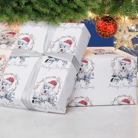 Kerstmuts Husky Aangepaste Honden Kerstmis Cadeaupapier