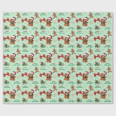 Kerstmuts Ierse Setter Hond Kerst Groen Cadeaupapier (Vlak)