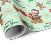 Kerstmuts Ierse Setter Hond Kerst Groen Cadeaupapier (Rol Hoek)