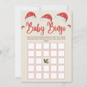 Kerstmuts Kerst Baby Bingo Baby Shower Spel Kaart (Voorkant)