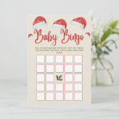 Kerstmuts Kerst Baby Bingo Baby Shower Spel Kaart (Staand voorkant)