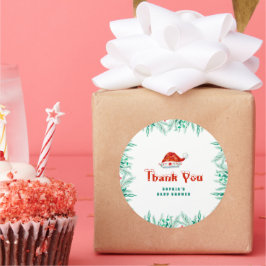 Kerstmuts Kerst Baby Shower Bedank Favoriet Ronde Sticker