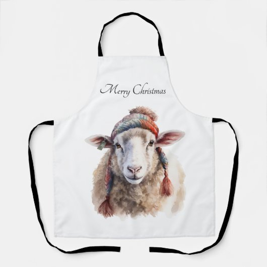 Kerstmuts Kerst Schaap Aangepaste Tekst Schort (Voorkant)
