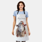 Kerstmuts Kerst Schaap Aangepaste Tekst Schort (Gedragen)