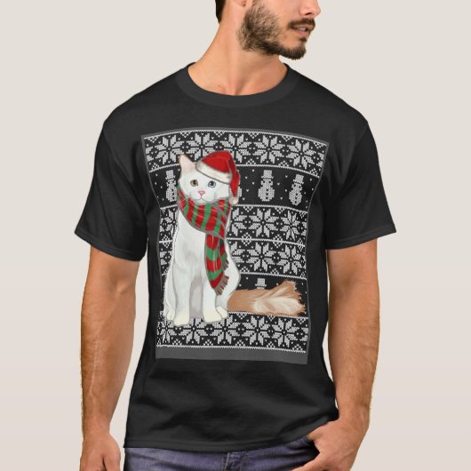 Kerstmuts Kerst Turkse Van Kat Hulpeloze Kerstmis T-shirt (Voorkant)
