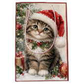 Kerstmuts Kerstkat Medium Cadeauzakje (Voorkant)