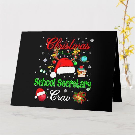 Kerstmuts Kerstman Rendier Schoolsecretarie Bemann Kaart (Gele Bloem)