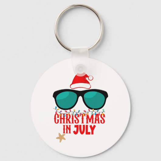 Kerstmuts Kerstmis in juli Zonnebril Zomerstemming Sleutelhanger (Voorkant)