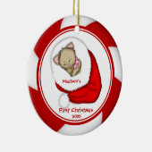 Kerstmuts Kitten Baby's Eerste Kerstmis Versiering Keramisch Ornament (Rechts)