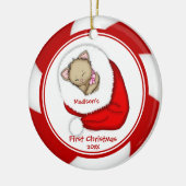 Kerstmuts Kitten Baby's Eerste Kerstmis Versiering Keramisch Ornament (Links)