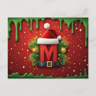 Kerstmuts Letter M Kerstmis Briefkaart