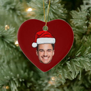 Kerstmuts Leuke Aangepaste Gezichts Foto Kerstmis Keramisch Ornament