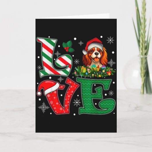 Kerstmuts Liefde Cavalier King Charles Spaniel Hon Kaart (Voorkant)