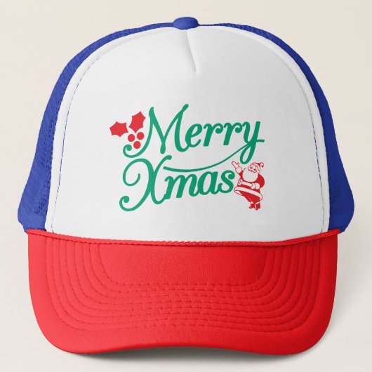 Kerstmuts – Merry & Bright Seizoensstijl Trucker Pet (Voorkant)