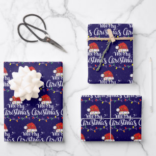 Kerstmuts Merry Christmas Lights Kerstmis Familie  Inpakpapier Vel