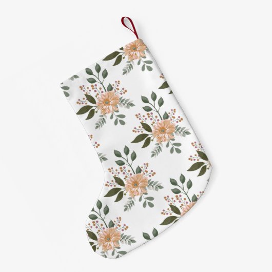 Kerstmuts met bloempatroon kleine kerstsok (Achterkant (Hangend))
