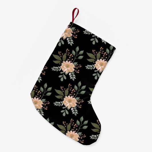 Kerstmuts met bloempatroon kleine kerstsok (Voorkant (Hangend))