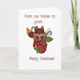 Kerstmuts met Cute Vos Feestdagen Kaart