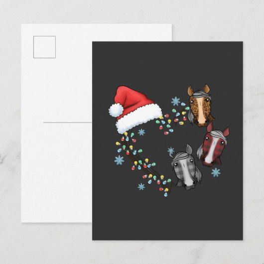 Kerstmuts met paarden Equestrian Kerstman Kerstmis Uitnodiging Briefkaart (Voorkant / Achterkant)