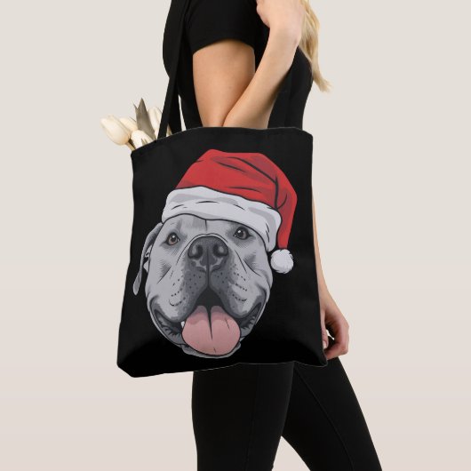 Kerstmuts Pitbull Kerstmis Kerstmis Huisdier Hond  Tote Bag (Dichtbij)