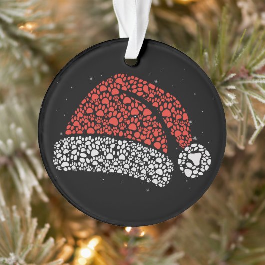 Kerstmuts Pootafdruk Kerstmis Hond Liefhebber Hond Ornament (Boom)