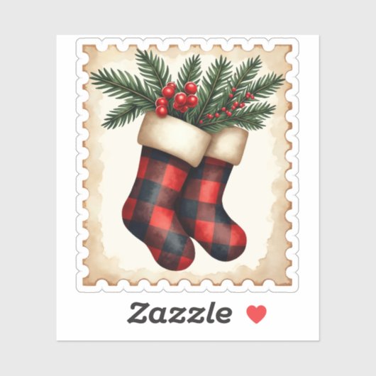 Kerstmuts Postzegel Sticker (Vel)