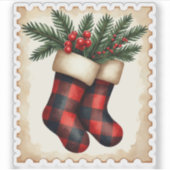 Kerstmuts Postzegel Sticker (Voorkant)