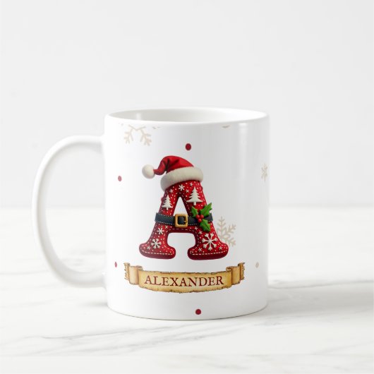 Kerstmuts Rode Kerst Letter A Naam Koffiemok (Links)