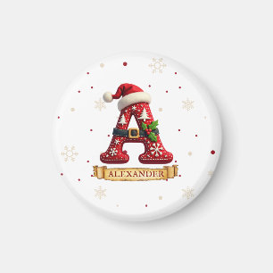 Kerstmuts Rode Kerst Letter A Naam Magneet